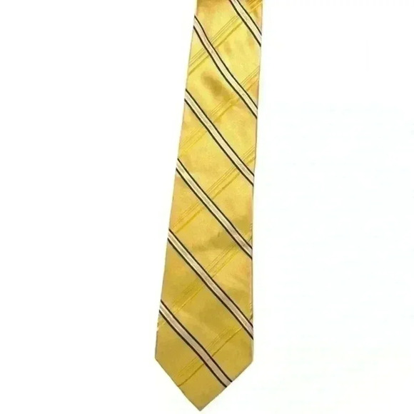 Jones New York 100% Silk Goldish Yellow & Blue Pin Striped Tie - Picture 2 of 2